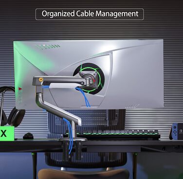 Кріплення для монітора NB Ergonomic Gaming, для широких моніторів 27-50 дюймів, навантаження до 18 кг, VESA 75/100 мм, Gun Black