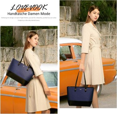LOVEVOOK Набір сумок для жінок: 3 шт. (шоппер, сумка на плече, сумка з ручкою) для подорожей, бізнесу, покупок (синій+чорний)