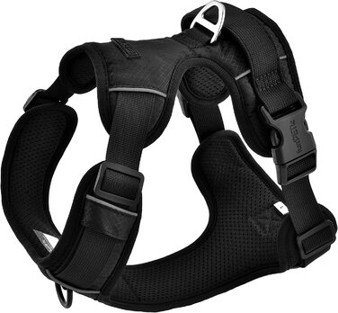 Шлейка для собак funPETic 2022 - шлейка із захистом від протягів, складна, розміщена і дихаюча-Шлейка для собак середнього, середнього і великого розміру (Чорний, L)