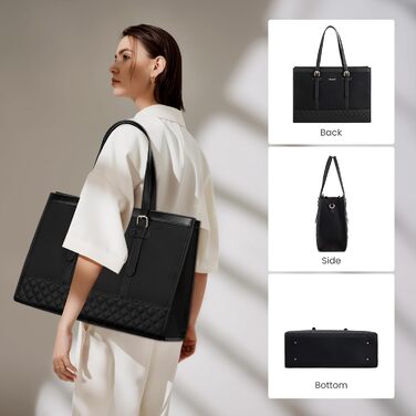 Сумка для ноутбука LOVEVOOK 15.6 дюймів, жіноча, для роботи, навчання, офісу, університету, чорна