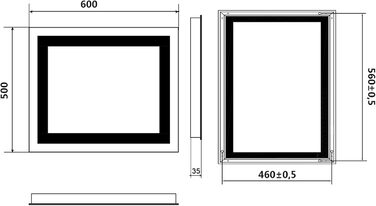 Дзеркало для ванної кімнати SONNI з підсвічуванням 80x60 см, IP44, холодне біле світло