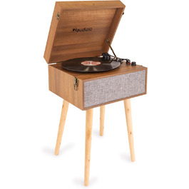 Вініловий програвач Fremont Retro з Bluetooth, вбудованими динаміками, підставкою, для платівок 7, 10, 12 дюймів, дерев'яний корпус, коричневий