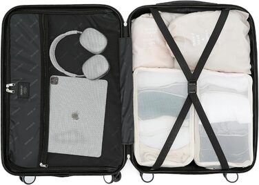 Набір дорожніх валіз BEIBYE Butterfly 2060 з TSA-замком, 4 предмети: XL (75см), L (66см), M (56см) та косметичка (S), міцний пластик