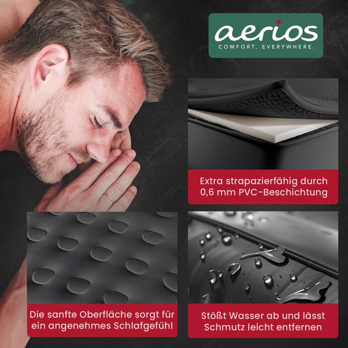 Надувне ліжко для 2 осіб - самонадувна повітряна матрац | Преміум гостьове ліжко без кабелю живлення - інтегрована USB-C помпа - надувне ліжко. Виберіть розмір зараз! Чорний двоспальний