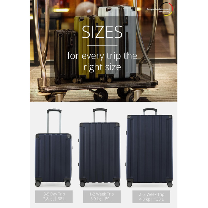 Набір валіз Hauptstadtkoffer Q-Damm (S+L) - 2 шт., TSA, темно-синій колір, Rollkoffer, валіза для подорожей
