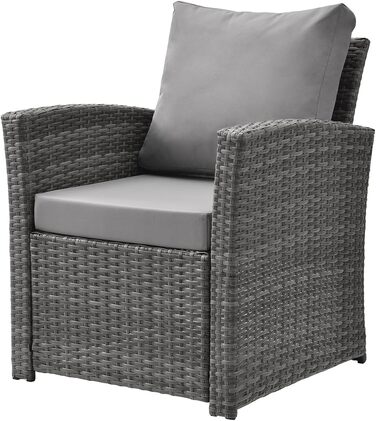 Світ Лаунж-група Roma з ротангу (сіра) - садові меблі з софі та кріслом, набір для відпочинку та обіду