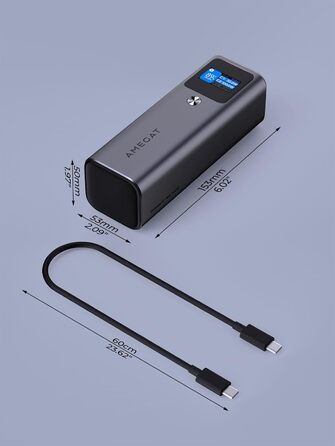 Вт, Power Bank 27600 мАг, зовнішній акумулятор USB C, 3 порти, цифровий дисплей, швидка підзарядка 140 Вт, для ноутбуків, планшетів, смартфонів, навушників тощо, 140