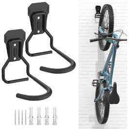 Велосипедне кріплення Housolution, настінне кріплення для велосипеда L у формі велосипедної підвіски Вертикальна велосипедна стійка, що економить простір, Вертикальний велосипедний гачок з гумою EVA для гаражних велосипедних магазинів, (2 шт. и, чорний)