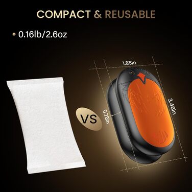 Електричні грілки для рук 2 шт. - USB перезаряджувані, 3 режими нагріву, 24 години тепла, для активного відпочинку взимку (Помаранчевий)