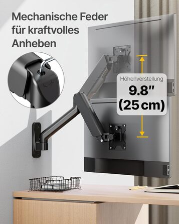 Кріплення для монітора monTEK: підходить для LED/LCD екранів 17-32 дюймів, до 9 кг, регульована висота, шарнірний, VESA 75/100