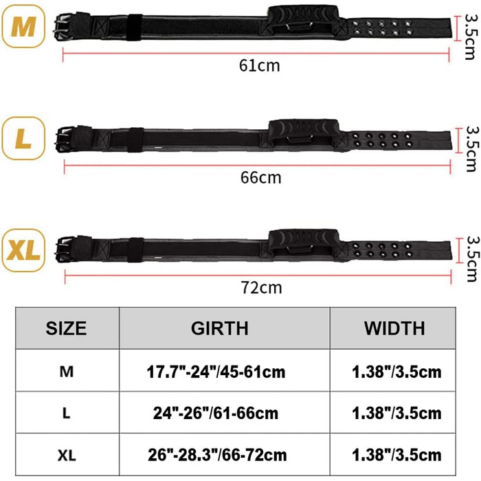 Тактичний нашийник WOOLUCK K9 з ручкою, світловідбиваючий регульований нашийник з міцною металевою пряжкою, військовий нашийник і повідець для собак середнього розміру, M (Чорний, L шия 61-66 см, ширина 3,5 см)