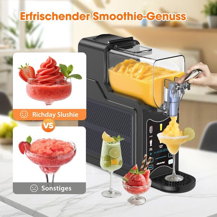 Машина для приготування сляш та коктейлів Richday SL-3025: 2л, 6 програм, LED дисплей, WhisperChill
