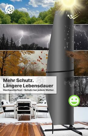Чохол для парасольки Menz, 2-4 м, 420D Oxford, водонепроникний, UV-стійкий, вітростійкий, для саду (Антрацит, 265x40/70/50 см)