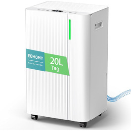 EUHOMY Електричний осушувач повітря 12L - для спальні/ванної/підвалу, тихий та економічний, 3 режими, автоматичне відтавання, шланг, фільтр, таймер, 12л/день (20л/день для 150м³/50м²)