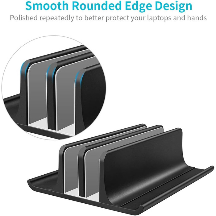 Підставка для ноутбука VAYDEER вертикальна, регульована, алюмінієва, для MacBook, iPad, ноутбуків до 17.3 дюйма - чорна