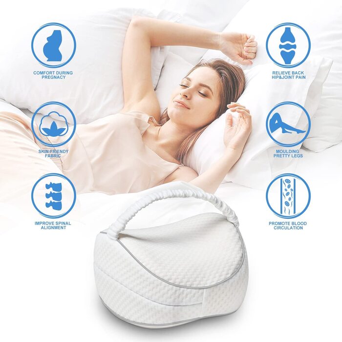 Ергономічна подушка між ніг для сну на боці CREATESTAR з ефектом пам'яті (Memory Foam) зі знімним чохлом