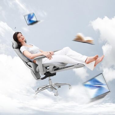 Офісний стілець Colamy з сітчастої тканини сірого кольору