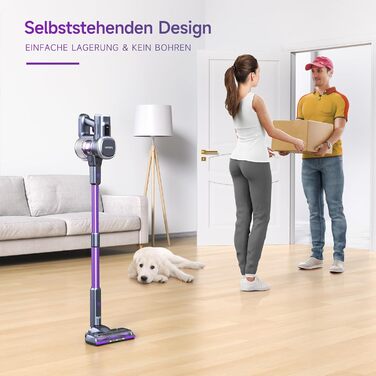 Бездротовий пилосос Lubluelu 27000Pa з акумулятором, 220W, час роботи 50 хв, 2 насадки та 2 фільтри для твердих поверхонь, фіолетовий