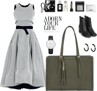 Сумка для ноутбука LOVEVOOK 15.6 дюймів, велика містка, на плечі/через тіло, канвас, для жінок, офіс, ділові поїздки, школа