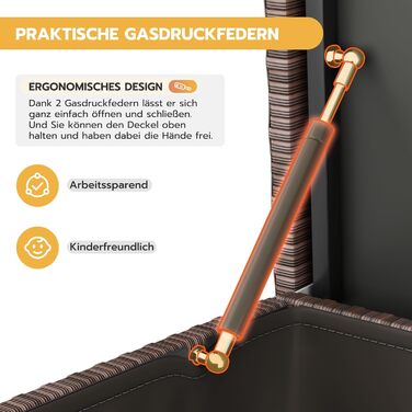 Водонепроникний садовий ящик-бокс UDPATIO з колесами 480л (138x61 см), коричневий - для саду, балкону, зберігання