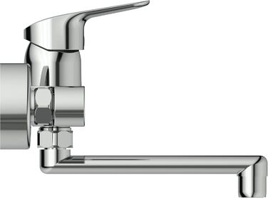 Змішувач настінний Ideal Standard Ceraflex з одним важелем, витяжка 202 мм, хромований, з регульованими з'єднаннями, водозберігаюча картридж CLICK