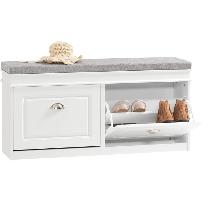 Полка для взуття SoBuy з сидінням, білий, 104x52x24 см, FSR64-W
