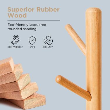 Дерев'яний вішак для одягу Edihome з 8 гачками, 172 x 38 x 38 см, для прихожей, коридору або спальні