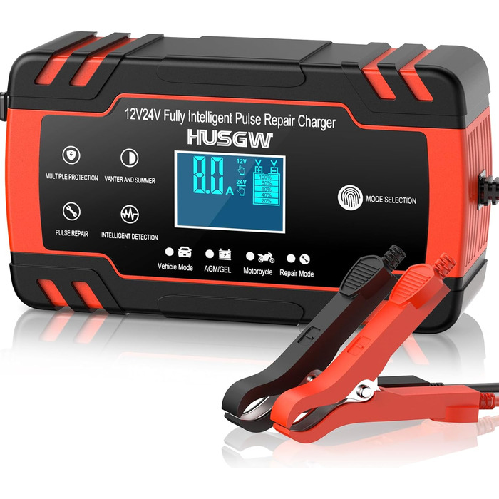 Зарядний пристрій для акумулятора 12V/24V 8A - Інтелектуальний зарядний пристрій для авто, мотоцикла, вантажівки та човна