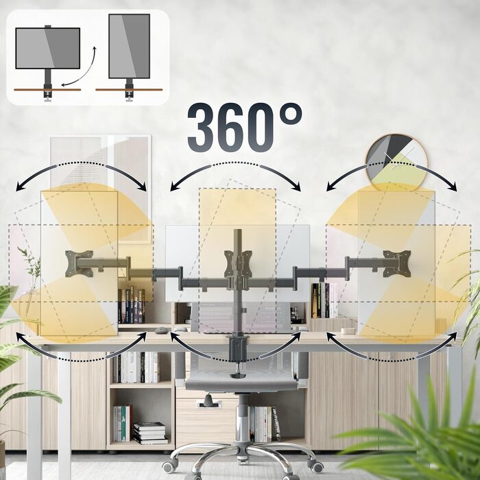 Підставка для монітора RICOO 2 монітори, Dual Monitor Arm, TS7811, чорний