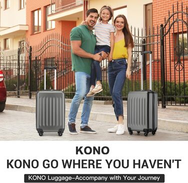 Чохол-валіза KONO, 55 см, сірий, 20 дюймів, валіза на коліщатках, ручна поклажа