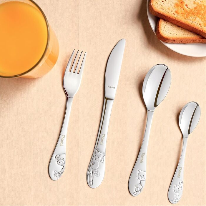 Дитячий набір посуду Kinderbesteck з гравіюванням імені, від 3 років, подарунок на хрещення/день народження, посуд для дітей, фермерський стиль