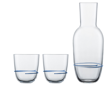Графин для води з келихами, набір із 3 предметів, блакитний Aura Zwiesel Glas