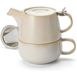 Чай для одного набору Тува керамічний, 4 шт. з ситом і кришкою з нержавіючої сталі Глечик 0,45 л / Чашка 0,25 л