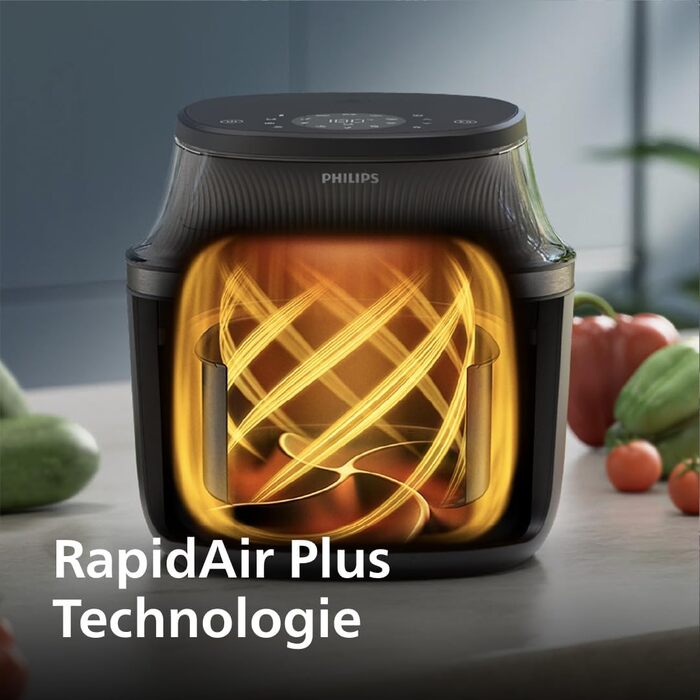 Фритюрниця Philips Airfryer 3000 Series 7.2 л з віконцем, 16-в-1, RapidAir Plus, видалення жиру, легке очищення, додаток HomeID