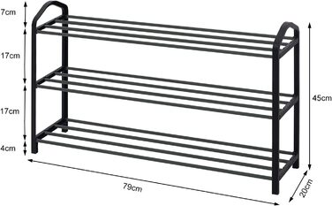 Полиця для взуття 3 рівні, підставка для взуття, підставка для взуття на 12 пар взуття, чорна