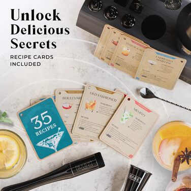 Набір для коктейлів BARE BARREL Pro: 14 предметів, Boston Shaker 0.8L (Чорний)