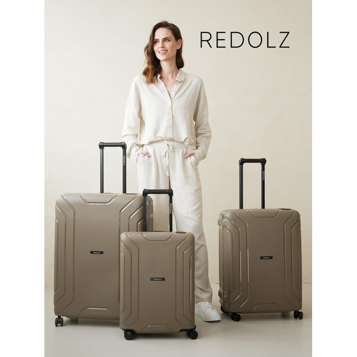 Візок REDOLZ Hard Shell M, 3-точкове закриття, 4 колеса, TSA, поліпропілен, холодний бежевий, 75 см