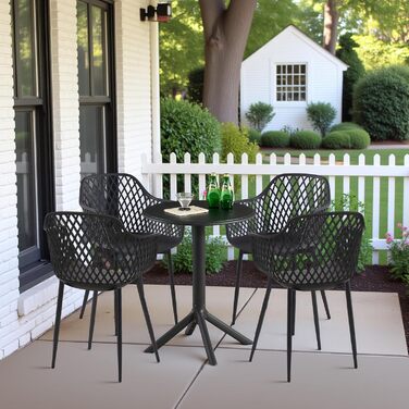 Набір садових стільців для відпочинку на терасі та балконі, чорний (8 шт.)