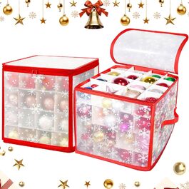 Коробка для зберігання ялинкових прикрас (64 шт.) з 4 рівнями, 30x30x30 см