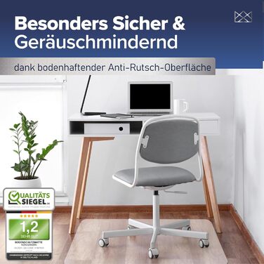 Килимок для захисту підлоги офісне крісло, молочно-білий, стійкий до подряпин, не ковзає, Зроблено в Німеччині, 80x120 см