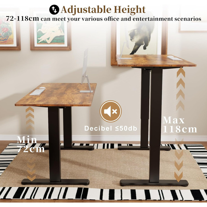 Електричний підйомний механізм для столу 2-рівневий з пам'яттю, чорний, для стоячого робочого місця