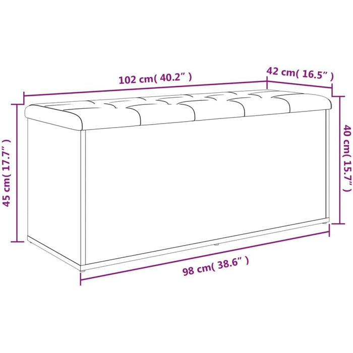 Лавка з місцем для зберігання, м'яка, Лава-скриня, Ящик для зберігання, Дуб Сонома, інженерна деревина