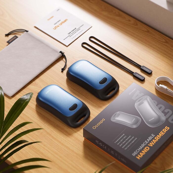Електричні грілки для рук OCOOPA, 2 шт., водонепроникні (IP45), ергономічні, 18 годин тепла, портативні, для активного відпочинку, гольфу, кемпінгу, морської синьої