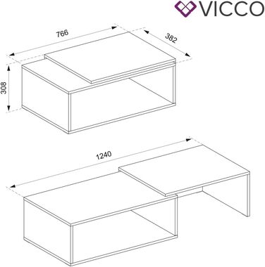 Журнальний столик Vicco Bert, Антрацит/Дуб, 76,6 x 30,8 см