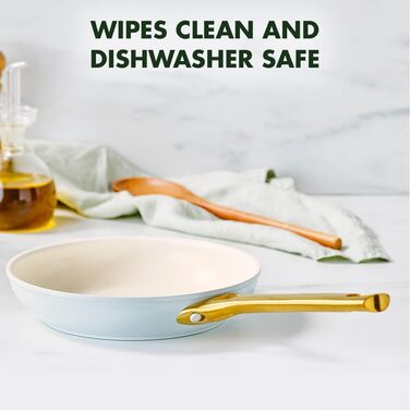 GreenPan Padova Reserve сковорода з керамічним антипригарним покриттям Hartelox, 24 см, індукційна, без PFAS, золотий ручка, для посудомийної машини, для духовки, димчасто-блакитна
