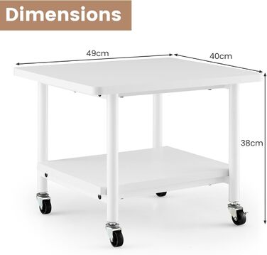 Стіл для принтера HOMASIS з 2 ящиками, стійка для принтера з 4 колесами та 2 гальмами, вантажопідйомність 55 кг, для офісу та дому (білий)