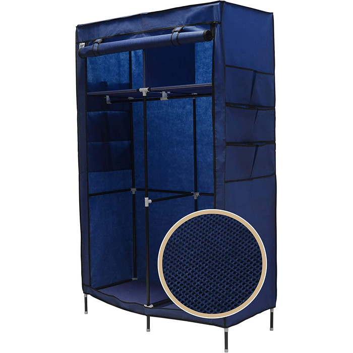 Кращий ДЛЯ ДОМУ XXL 170 x 108 x 45 см тканинний шафа складаний шафа з вішалкою для одягу сертифікат CE (синій)