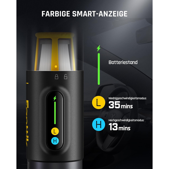 Бездротовий автомобільний пилосос Fanttik Slim V10 Mix 4-в-1, потужність 16 кПа, з LED-дисплеєм та функцією обдуву для авто, офісу та клавіатур