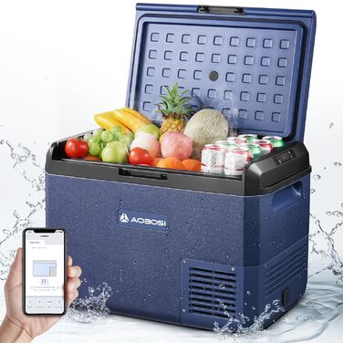 Автомобільний холодильник AAOBOSI 50л: Електричний компресорний кулер IPX4, -20°C/+20°C для авто, вантажівки, кемпінгу, подорожей