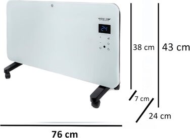 Електричний конвектор ECODE® з настінним кріпленням та пультом керування, термостатом, 1500W, керування через додаток, панель опалення з ніжками